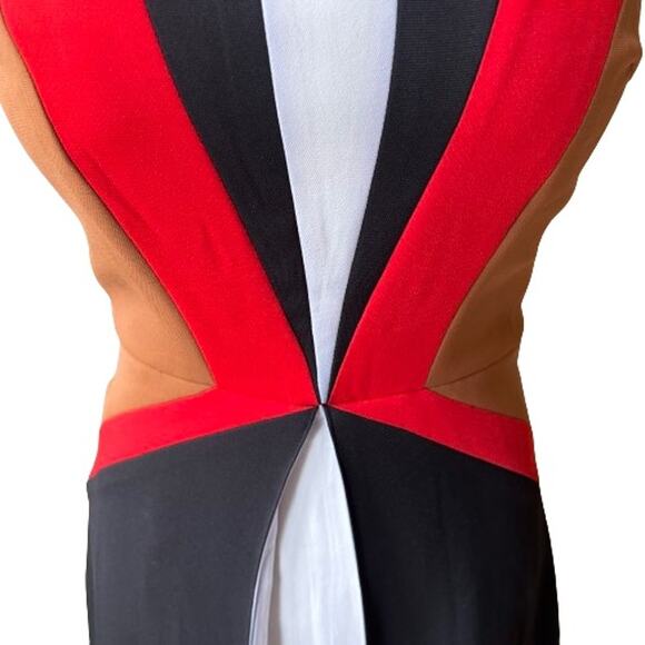 NWT Ark & Co. color block dress in red, black, tan, white.  Size S. - Picture 6 of 16